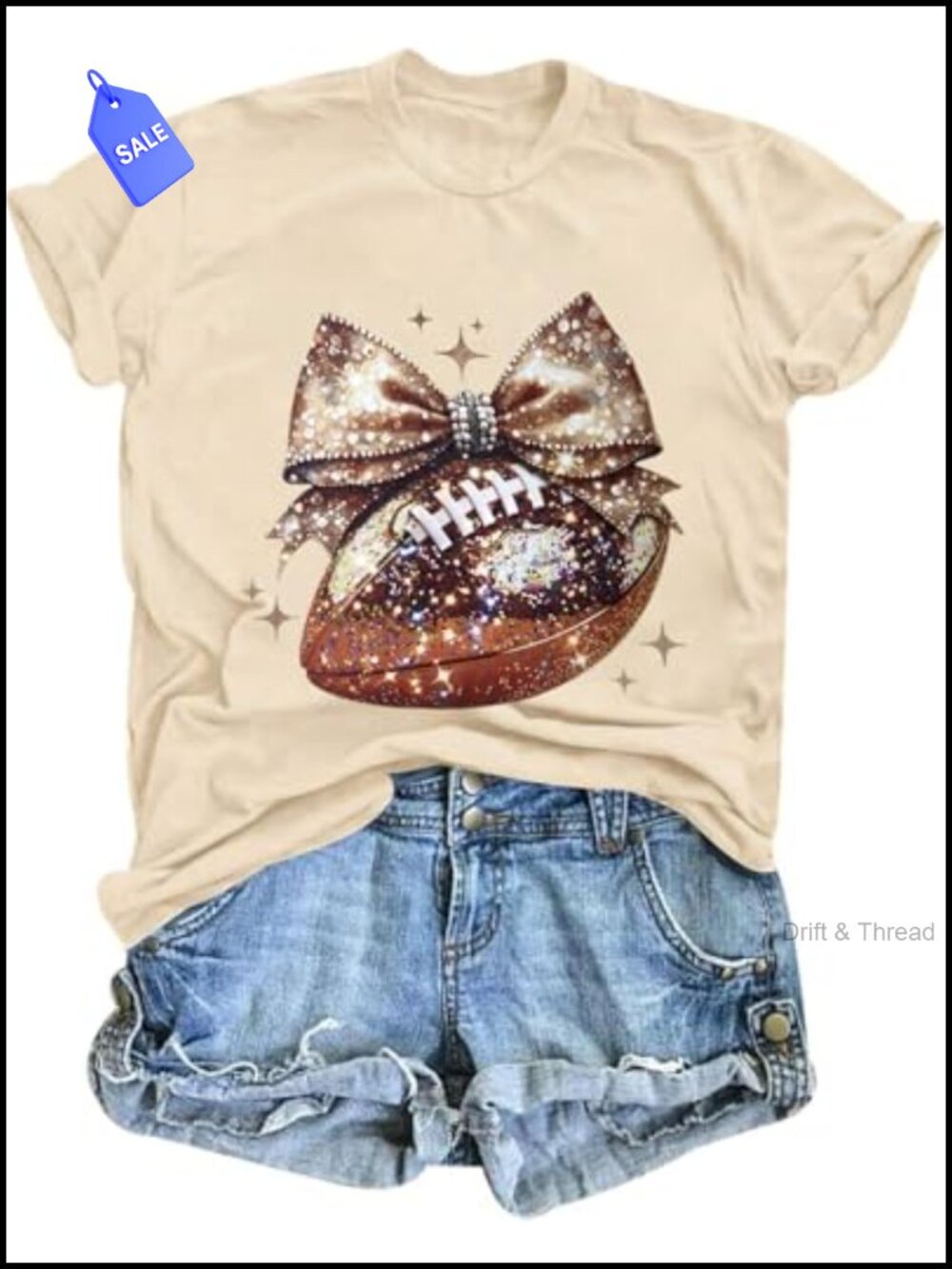 Game Day Football Graphic Tee Soft Crewneck Short Sleeve Shirt